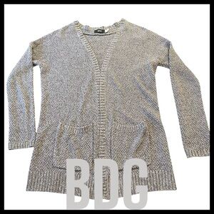BDG Medium Grey Cotton Blend Open Front Cardigan Sweater (M)